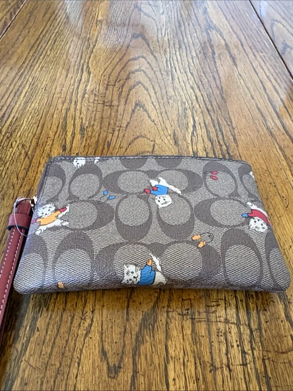 Coach Kittens in mittens Brown Signature Wristlet - Image 6