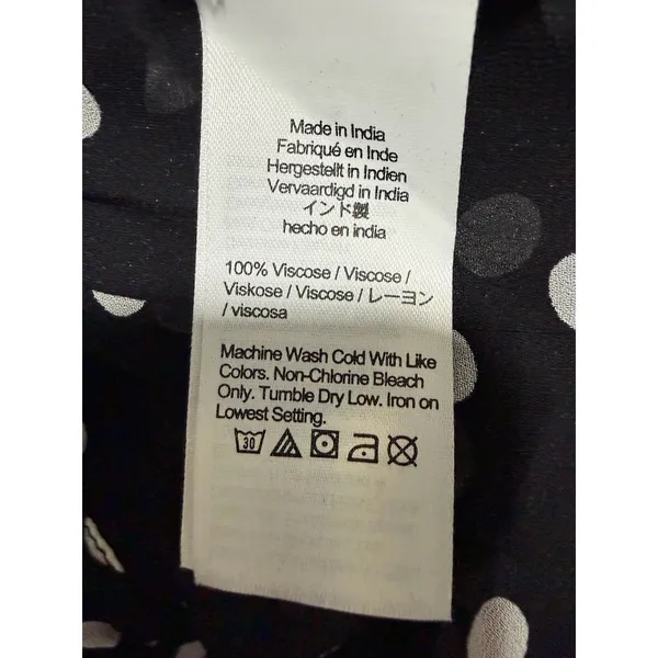J. Crew Long-Sleeve Chiffon‎ Midi Dress Black Polka Dot Women's Size Small - Image 13
