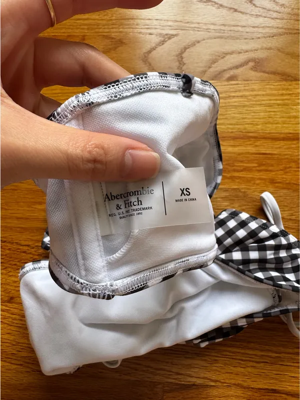 Abercrombie & Fitch Black and White Gingham Bikini Set - Image 4