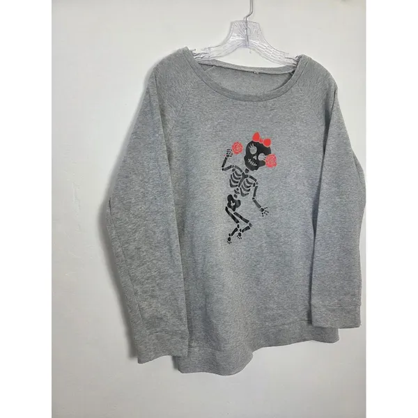 Skeleton Sweatshirt Girl Cute Halloween Dia De La Muertos Emo Grunge Gothic S - Image 2