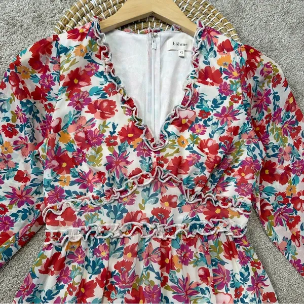 bohme Women’s Kendal Floral Maxi Dress Longsleeve V-Neck in Multicolor Size XS - Image 4