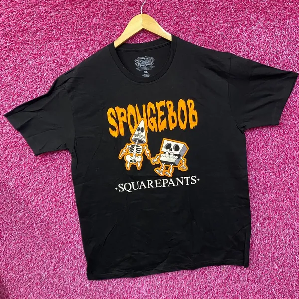 Nickelodeon Spongebob Squarepants Spongebob & Patrick Skeleton halloween T-Shirt XL - Image 3