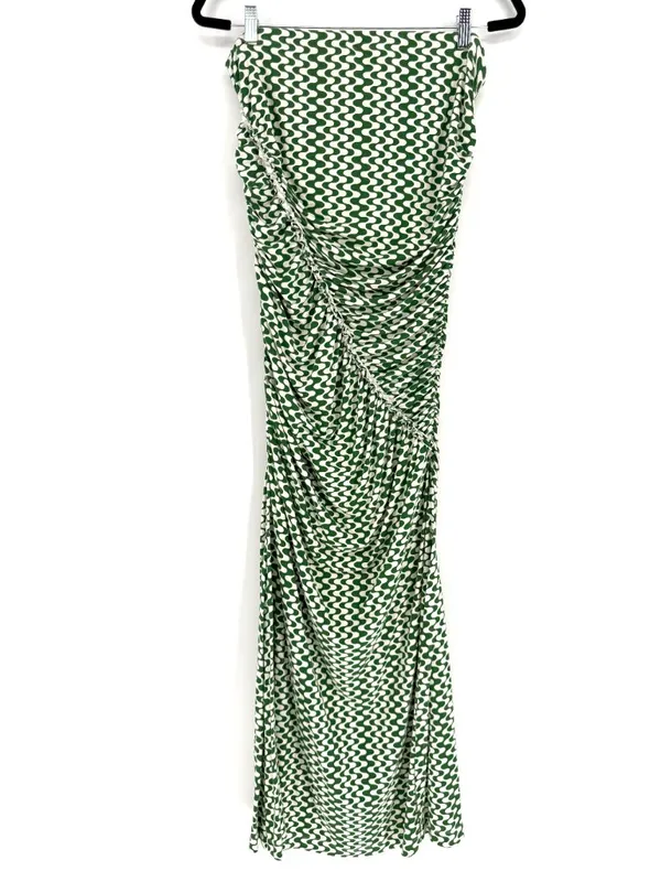 Celandine for Anthropologie The Gabbie Strapless‎ Ruched Green Maxi Dress L - Image 2