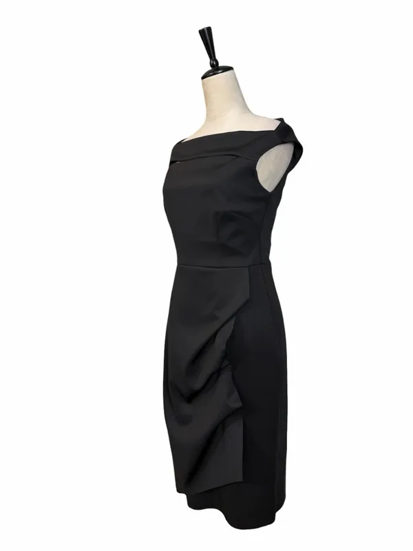 Xscape Cascade Ruffle Sheath Dress Women’s 8 Off Shoulder Cocktail Party Black - Image 5