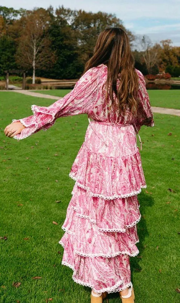 Fuschia Paisley Maxi Dress - Image 3