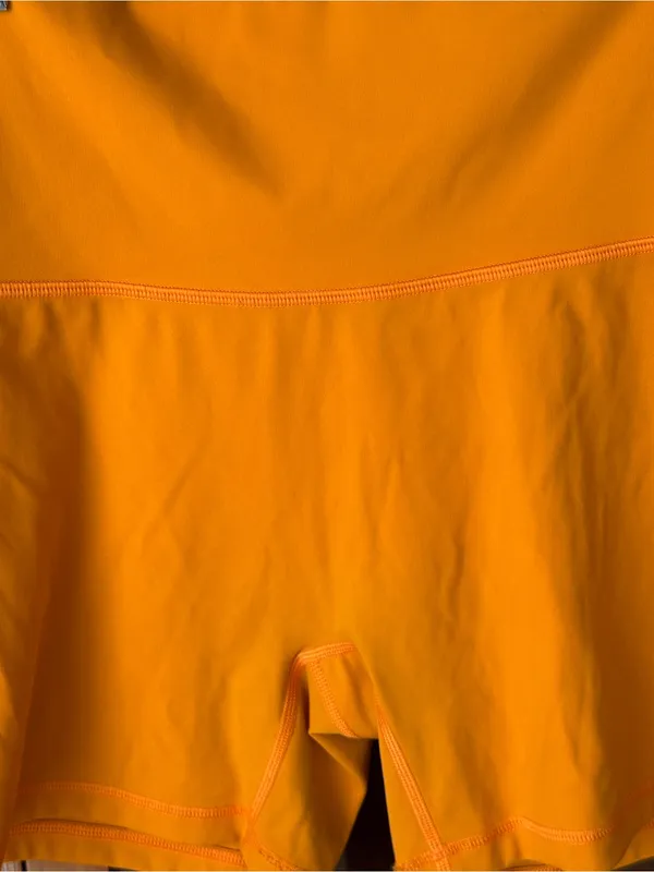 Aerie offline biker shorts high rise no front seam neon tangerine - Image 5