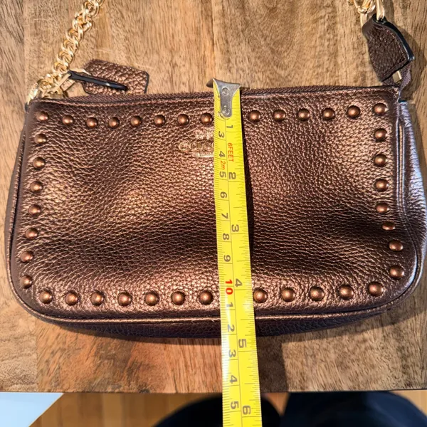 Coach Nolita 19 Studded Rivet Pebbled Leather Shoulder Bag Brown Metallic Y2K‎ - Image 4