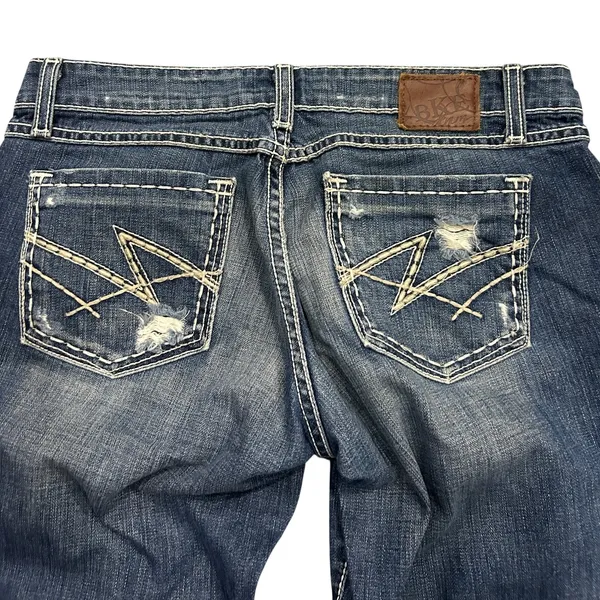 BKE Stella Y2K Distressed Flare Jeans Cropped Western Cowgirl Size 29 Grunge - Image 5