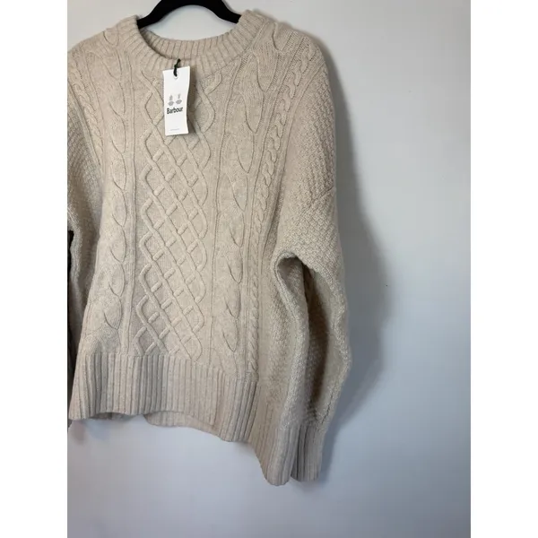 Barbour Daffodil Knit Pull Over wool Sweater Women's Sz 12 Oatmeal NWT - Image 6