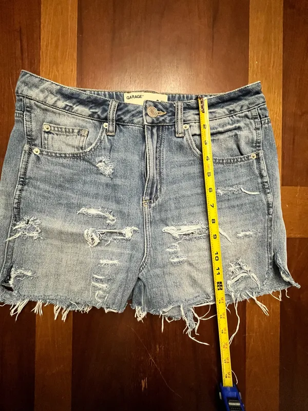 Garage High Waist Distressed Denim Shorts Juniors Size 7 - Image 8