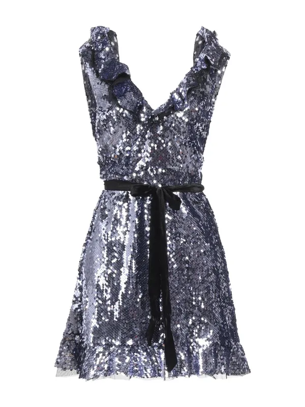 Free People Sequin Siren Ruffled Mini Dress - Image 4