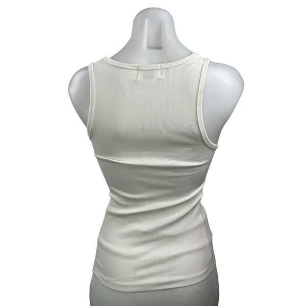 Dissh Women's White Ivory Ribbed Knit Scoop Neck Sleeveless Tank Top Size S - Image 3