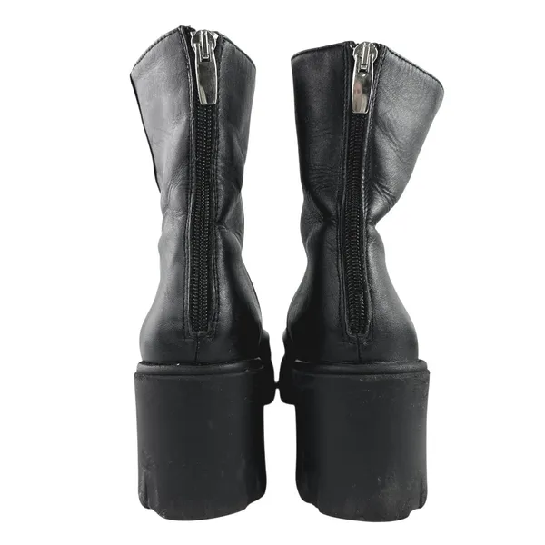 Steve Madden Goucho Women's Black Leather Chunky Block Heel Ankle Boots Size 10 - Image 3