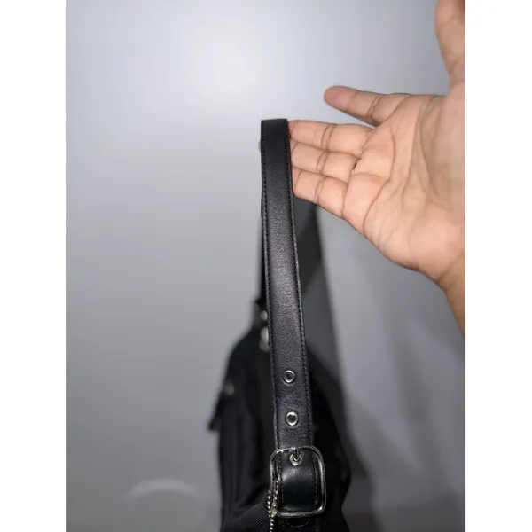 VTG Y2K Coach 7450 Nylon Twill Shoulder Bag Black Leather Trim M - Image 4