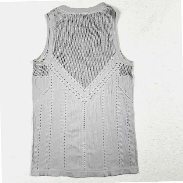 Athleta Oxygen Tank Womens Large Mesh Pointelle Training Sleeveless Top‎ Gray - Image 3