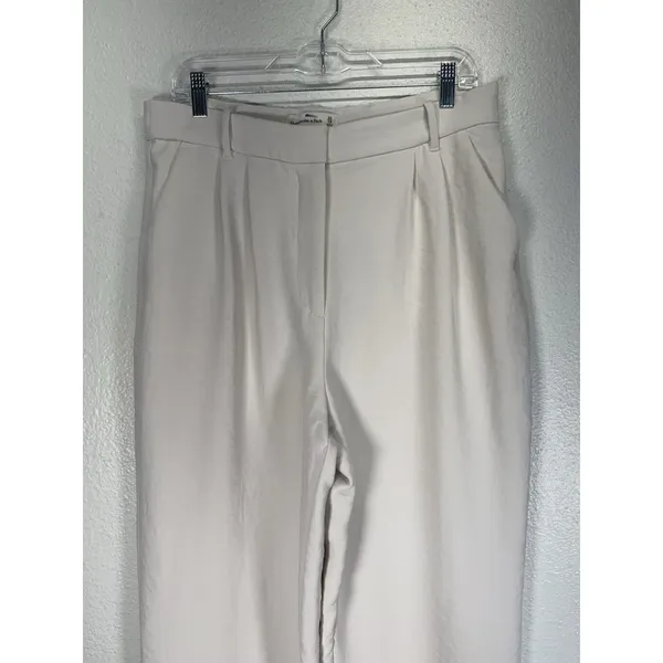 Abercrombie & Fitch Wide Leg Long Trouser Casual Pants Sz 14 High Rise Cream - Image 2