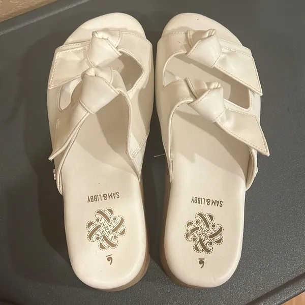 Sam & Libby Indie White Platform Sandals Chunky 90s Y2K Wood Wedge 6 - Image 10