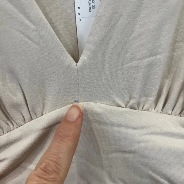 Susana‎ Monaco V Neck Jumpsuit Size Small Beige (Almond) Wide Leg Ruched Stretch - Image 3