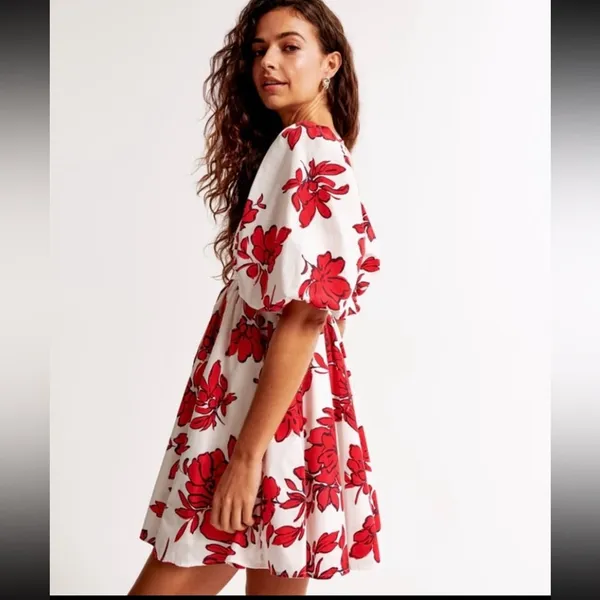 NEW Abercrombie & Fitch Emerson Poplin XST Mini Dress Summer Vaca Floral Tall - Image 3