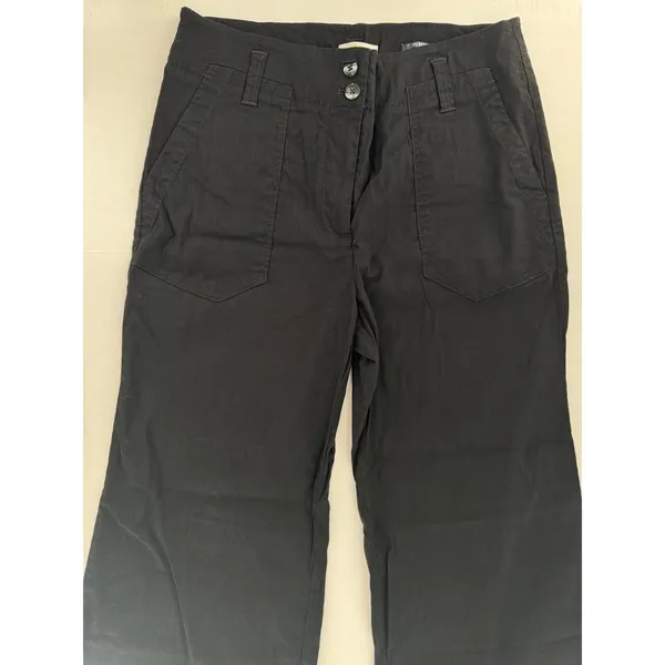 Anthropologie Maeve The Naomi Pants Sz 12 Black High Rise Wide Leg Utility - Image 3