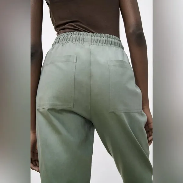 Zara‎ Green Pull On Elastic Drawstring Waist Jogger Style Trousers - Image 3