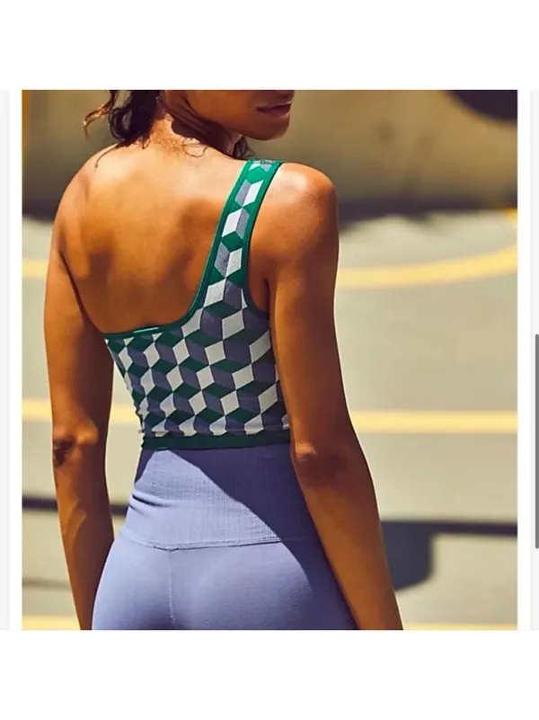 Free People Movement Free Throw One Shoulder Jacquard Sports Bra Bralette M/L - Image 3