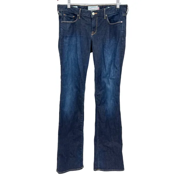 Lucky Brand boot cut dark wash blue jeans denim pockets zip closure Size 10 long - Image 2
