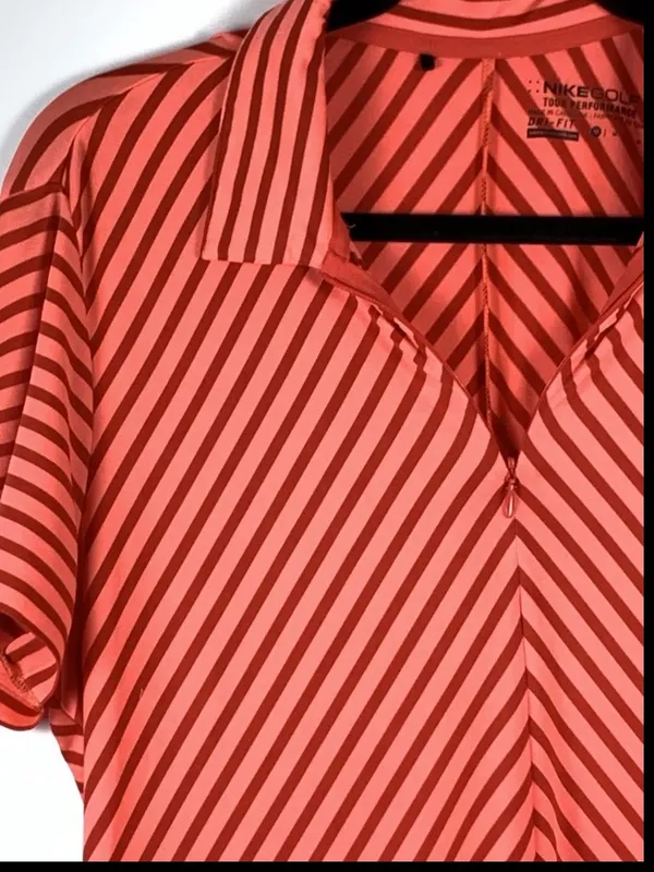 Nike Golf Tour Performance Dri-FIT Womens Medium Striped Quarter Zip Polo Top - Image 5