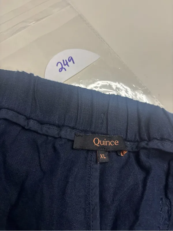 Quince Size XL Dark Navy Linen Elastic Waist Crop Pants Casual Lagenlook Beach - Image 5
