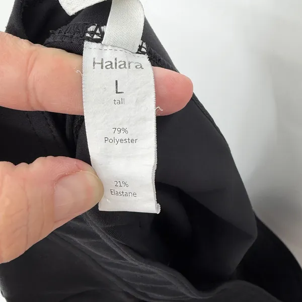 Halara High Waisted Button Front Flare Work Pants Black L Tall Stretch - Image 4
