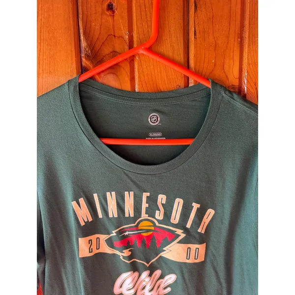 NHL Minnesota Wild Women XL Long Sleeve Graphic T-Shirt‎ Green Crewneck Tee - Image 3