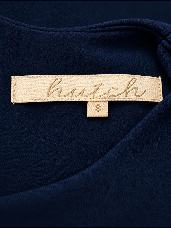 Hutch Navy Blue Minimalist High Neck Fit & Flare Sleeveless Mini Dress Small - Image 6
