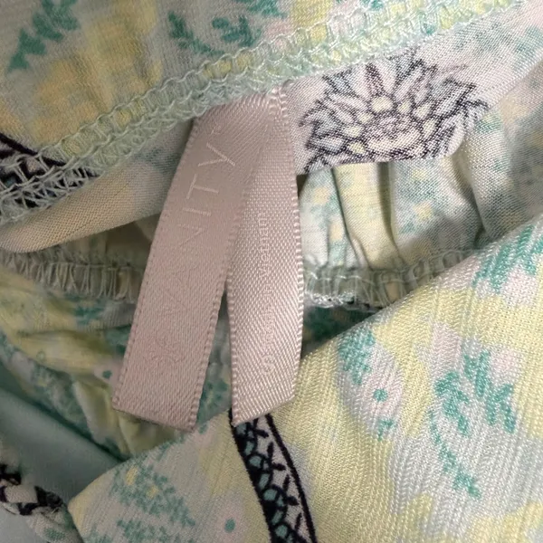 Vanity Halter Top Small Mint Green Geometric Floral Braided Empire Babydoll Boho - Image 6