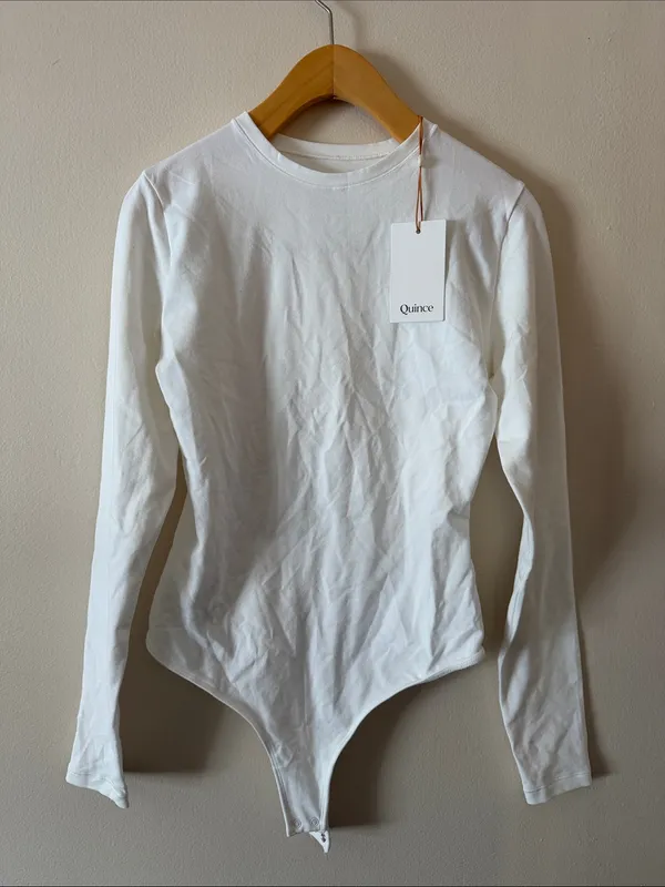 Quince Stretch Cotton Jersey Long Sleeve Bodysuit Size S - Image 3