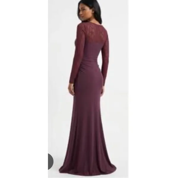 NWT Halara Purple Lace Sleeve Cowl Neck Ruched Midi Dress Size M - Image 15