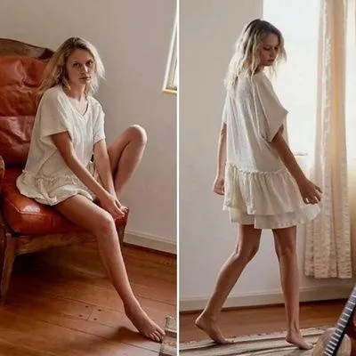 FP BEACH by Free People Marni Asymmetrical Ruffle Tunic Mini Dress Cream Size S - Image 2