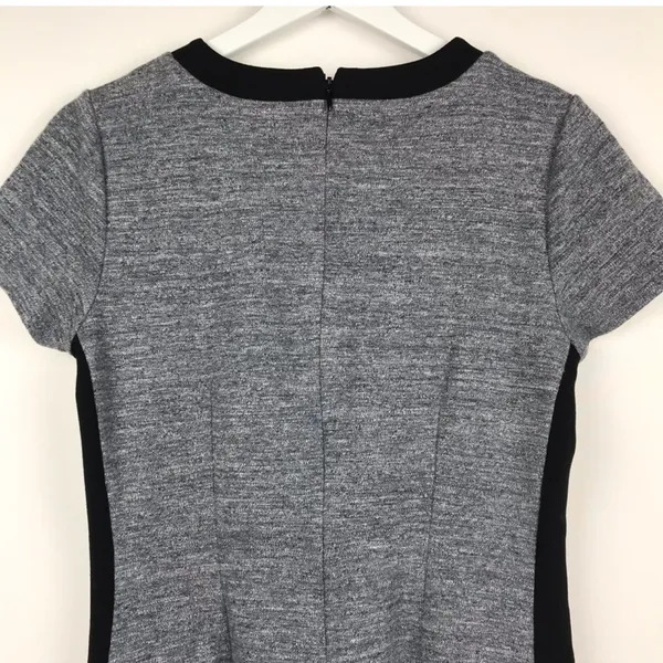 Madewell Grey Knit Pleated Fit & Flare Dress Black Trim Size 4 Short Sleeve - Image 10