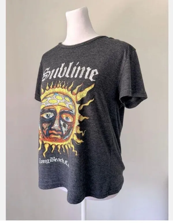 Sublime Long Beach Ca Sz S Tee T-Shirt Top Gray W Print Super Cool - Image 3