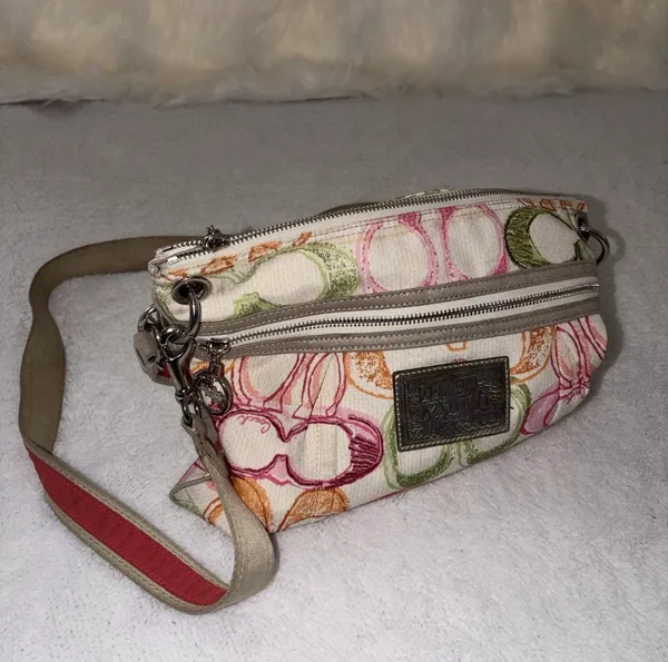 Y2K Coach Scribble Logo Signature Crossbody Handbag Poppy Edition Vintage - Image 3