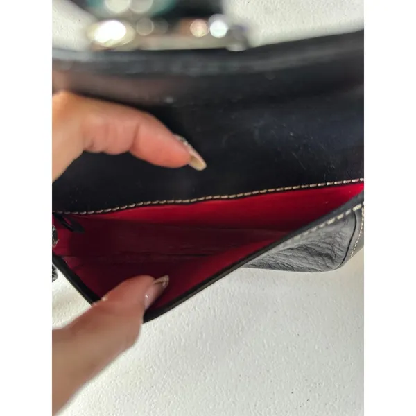 VGT Dooney & Bourke Pebble Leather Snap Closure Saddle Style Buckle Wristlet - Image 4