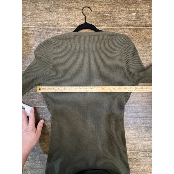 L'Agence Maci Button Duster Cardigan Ribbed Sweater Dress in ivy green Size XL - Image 8
