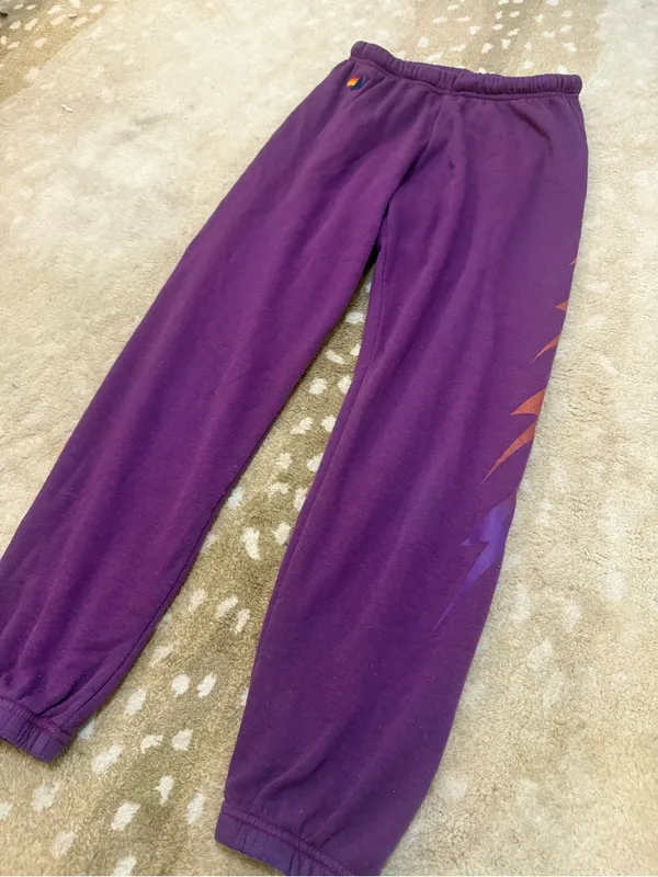 Women's Aviator Nation Lightening Bolt Fade Repeat sweatpants Plum Purple size S - Image 5