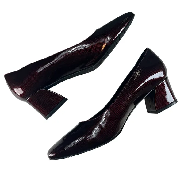 Vaneli Burgundy Patent Leather Block Heel Pumps Square Toe Womens 9‎ - Image 5