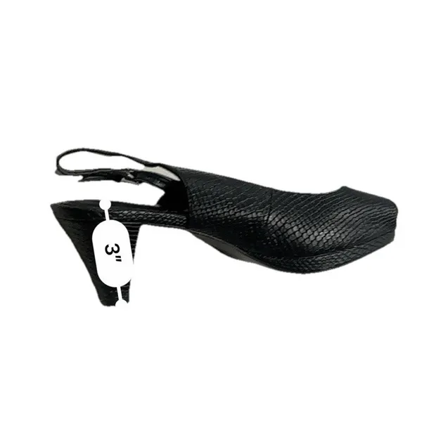 Comfortview Women’s Slingback Heels Open Toe Black Snake Embossed Size 9.5 WIDE - Image 5