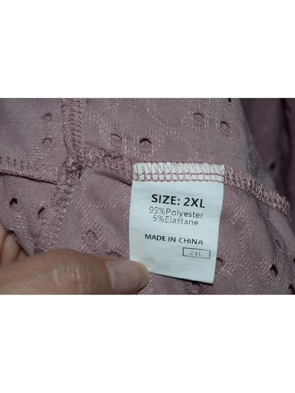 Pink Eyelet Knit Open Front Cardigan Size 2XL - Image 3
