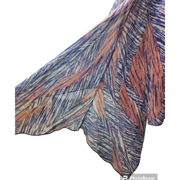 Karlie Sheer Kimono‎ Top Open Front Cover Up Flowy Blue Orange Pattern Size Free - Image 3