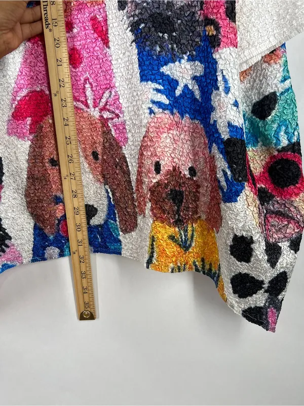 Berek Size 3 Crinkle Puppy Dog Print Tunic Top Dolman Sleeve Asymmetrical Hem - Image 11