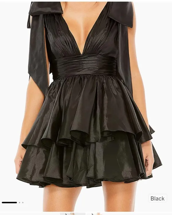 Mac Duggal Black Bow Shoulder Dress Homecoming/Cocktail - Image 2