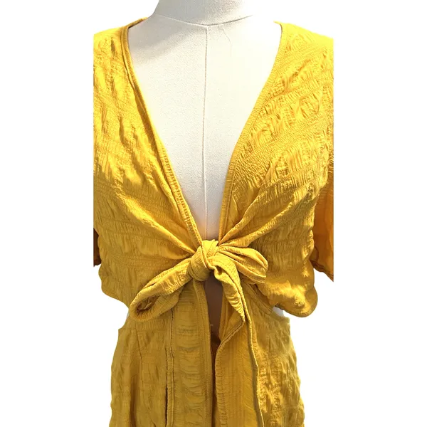 SheIn Maxi Dress Open Back Tie Front Boho Chic Beachy Resort Summer Plunging Neck - Image 2