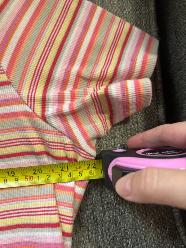 Kohl’s Sonoma for Life Women's Short Sleeve Stripe Tee - Pink & Yellow | Size L - Image 5